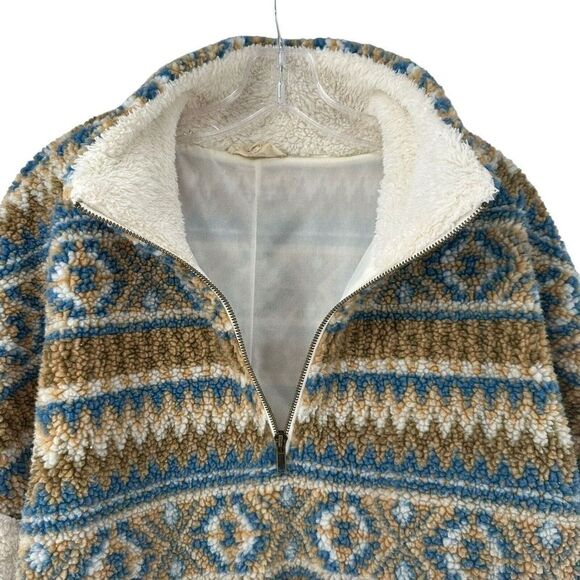 Entro Southwestern Sherpa Jacket Quarter Zip Pullover Womens Size M Relaxed Fit - Picture 3 of 9